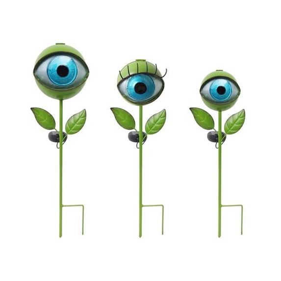 Continental Art Center 17143 Assorted Solar Metal Lighted Eyeball Stake