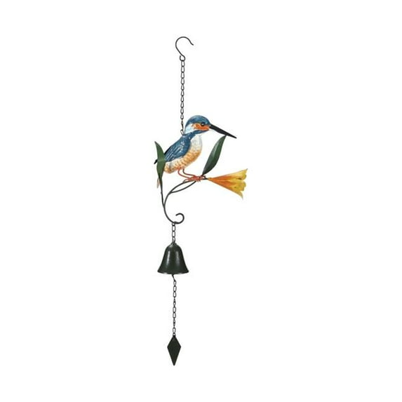 Continental Art Center 20406 Hanging Hummingbird Rustic Bell Wind Chime Outdoor Yard Art