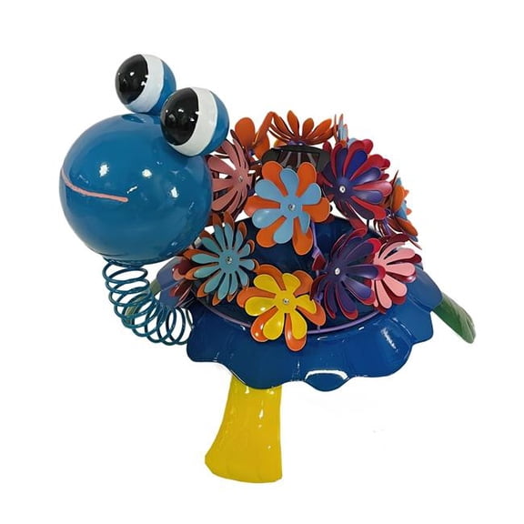Continental Art Center 24602S Solar Lighted Turtle Garden Statue with Colorful Metal Enameled Flower Body