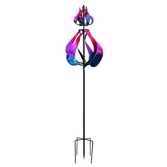 Continental Art Center 3018734 Hand Painted Flames Kinetic Metal Spinner - Pink & Purple
