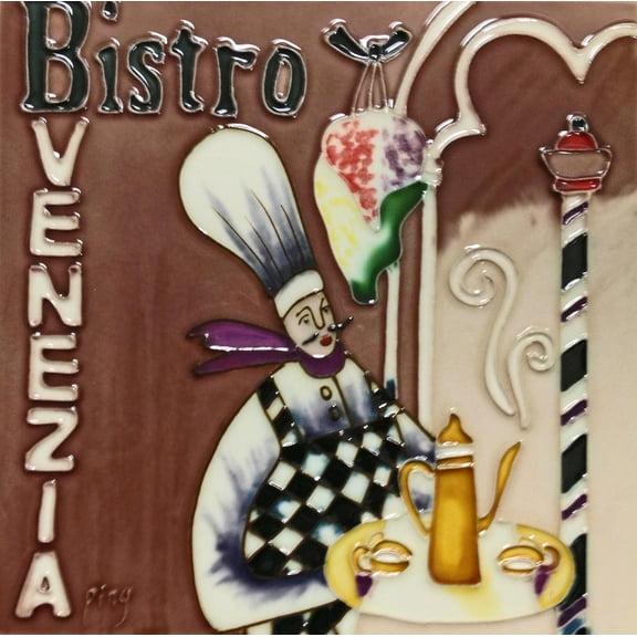 Continental Art Center BD-0187 8 by 8-Inch Chef Bistro Venezia Ceramic Art Tile