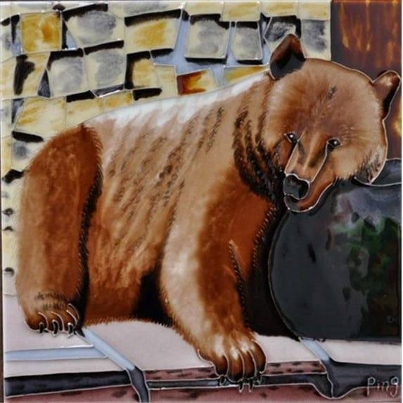 Continental Art Center BD-2031 8 x 8 in. Brown Bear Ceramic Art Tile