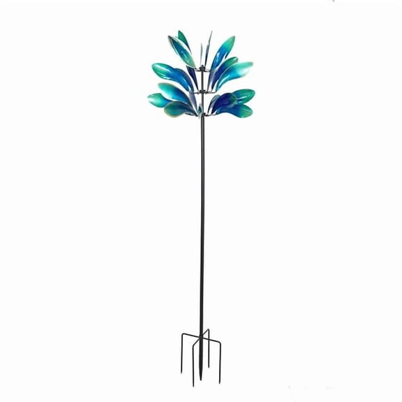 Continental Art Center 04566 Blue and Green Water Splash Metal Kinetic Wind Spinner Garden Stake