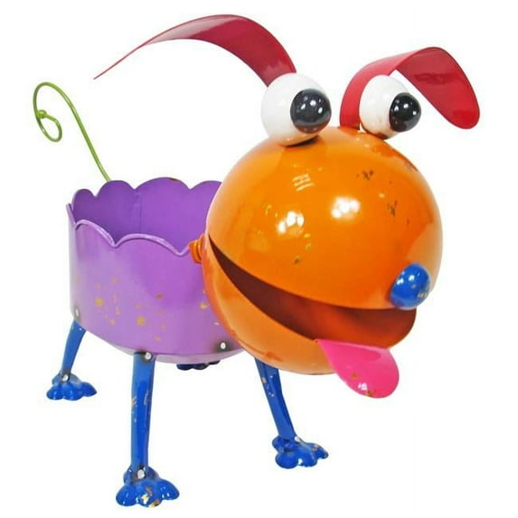 Continental Art Center Colorful Enamel Metal Dog Planter