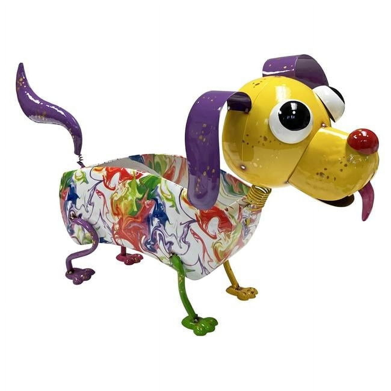 Continental Art Center Colorful Enameled Metal Abstract Dog Planter - Multi Color