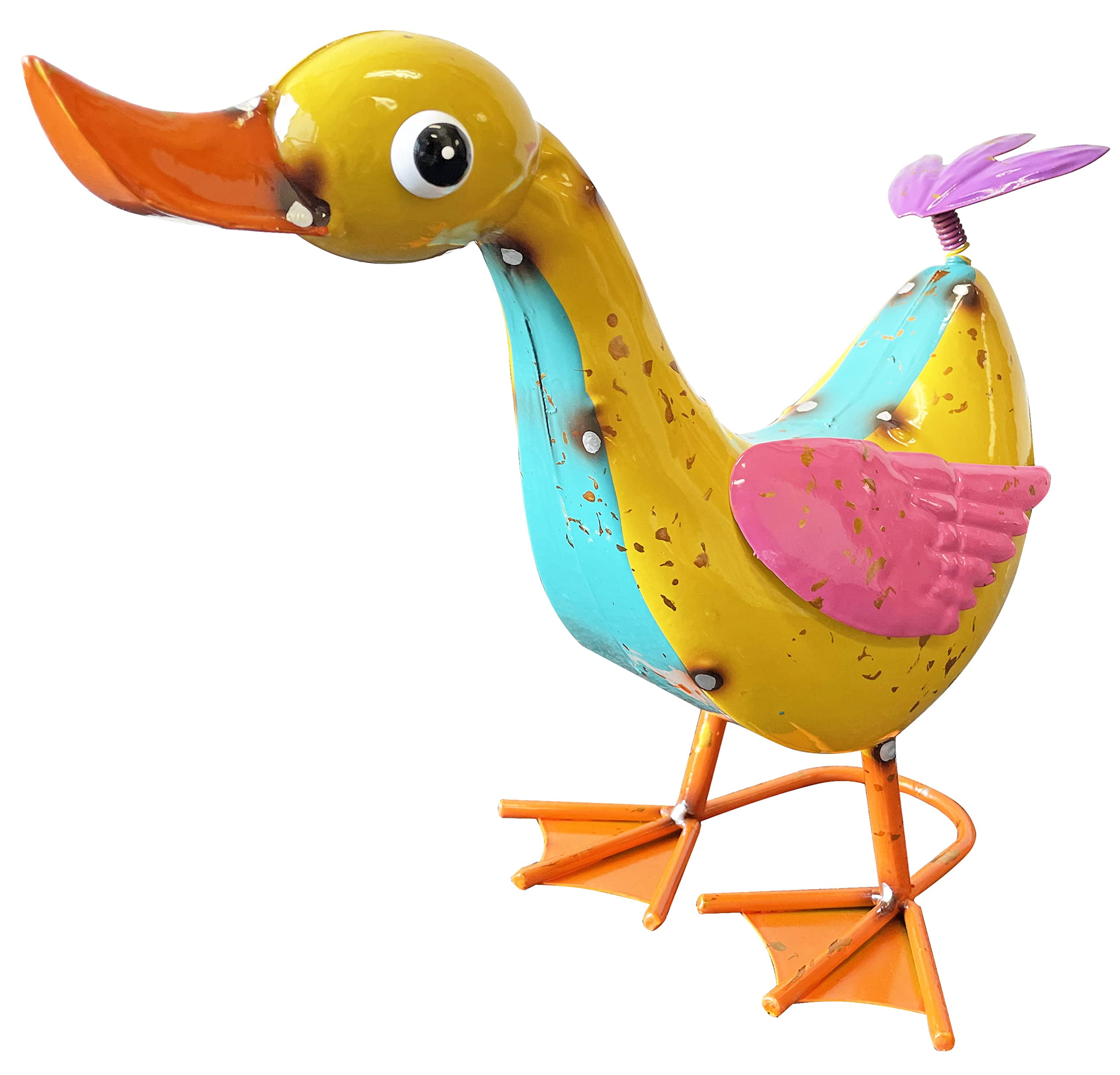 Colorful Enamel Metal Duck Sculpture for Outdoor Decor