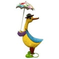 thumbnail image 1 of Continental Art Center  Colorful Enameled Metal Duck with Umbrella Statue - Yellow, 1 of 1