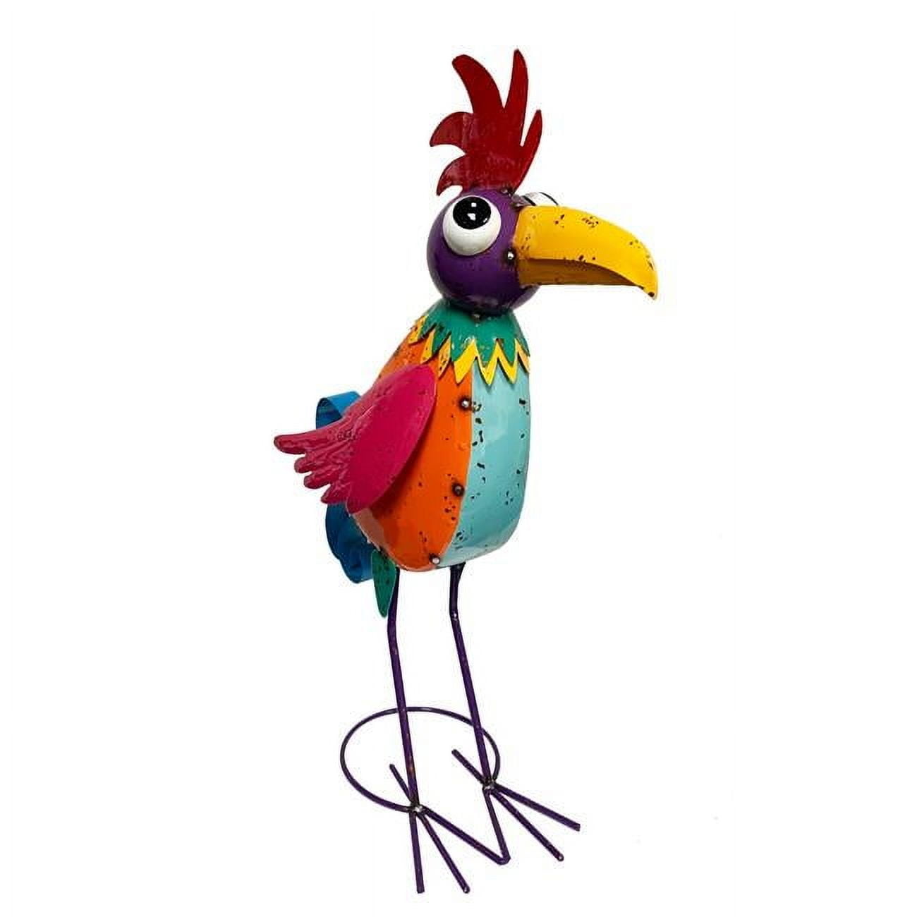 Colorful Hand-Painted Metal Bird Garden Statue