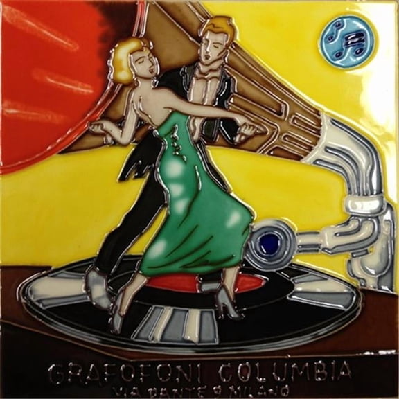 Continental Art Center BD-0191 8 x 8 in. Dancing On The Record Player Ceramic Art Tile