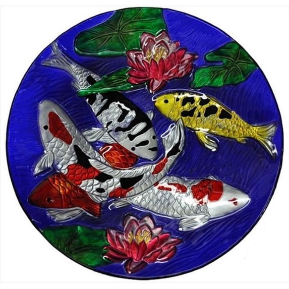 Continental Art Center CAC3000950 18 in. Koi Fish With Blue Background Glass Plate