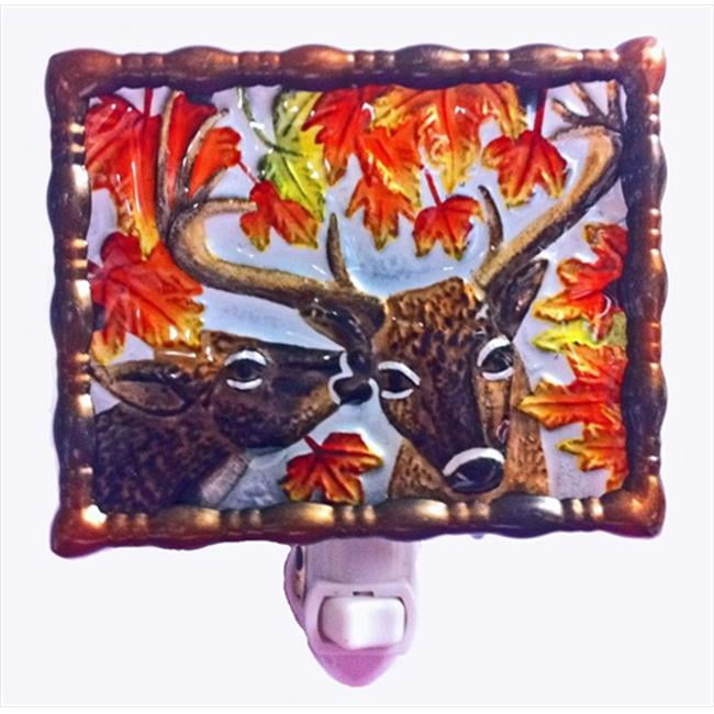 Rustic Deer Stained Glass and Metal Night Light