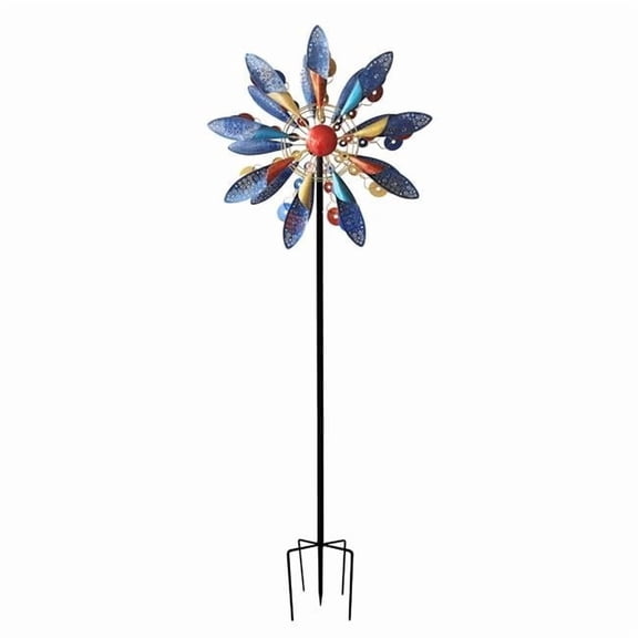 Continental Art Center 250070 Double Sided Metal Laser Cut Pattern Kinetic Spinner - Red, Gold & Blue