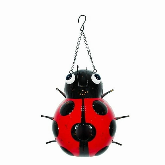Continental Art Center 194063 Hanging Colorful Enameled Ladybug Bird House