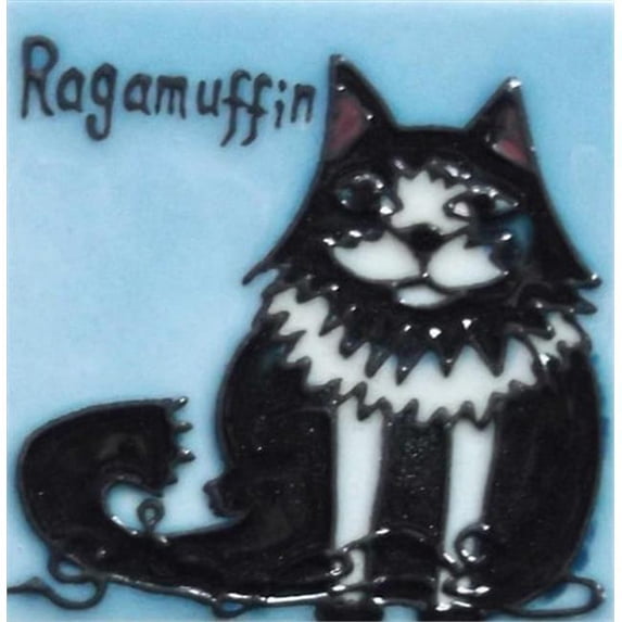 Continental Art Center M-2017 3 x 3 in. Ragamuffin Cat Ceramic Magnet