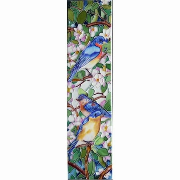 Continental Art Center MD-081 4 x 16 in. Blue Birds Ceramic Art Tile