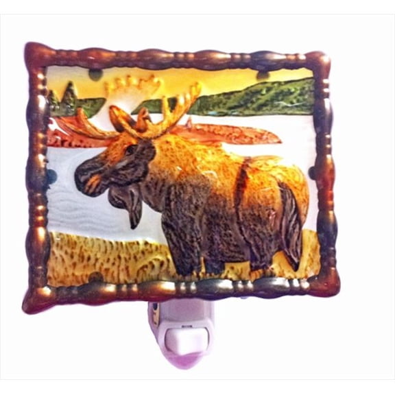 Continental Art Center NL0102 Hand Painted Glass Night Light - Moose