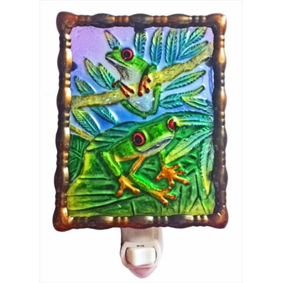 Continental Art Center NL9702 Hand Painted Glass Night Light - Tree Frogs