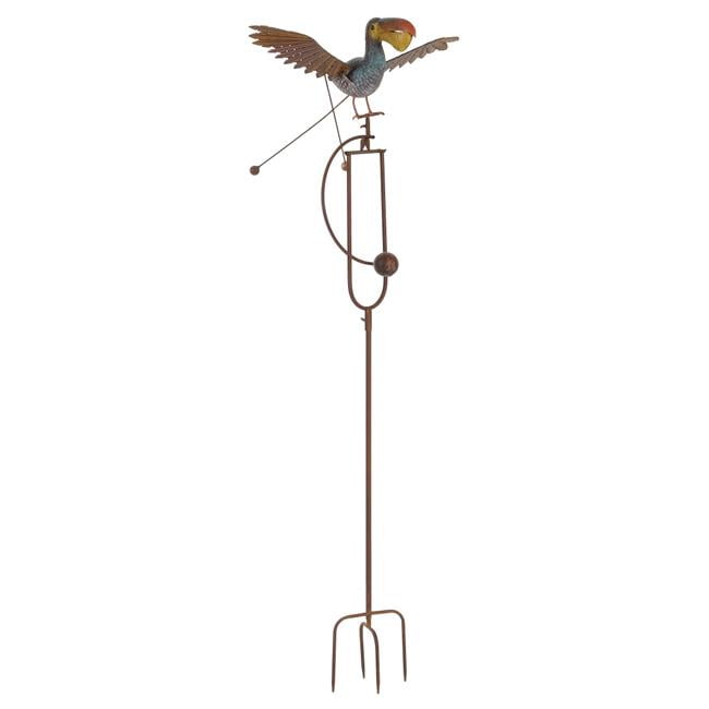 Rustic Brown Metal Pelican Rocker Garden Stake, 64"