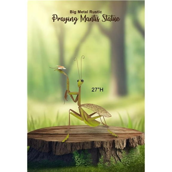 Continental Art Center 24A301B Rustic Metal Praying Mantis Outdoor Garden Decor Statue Yard Art