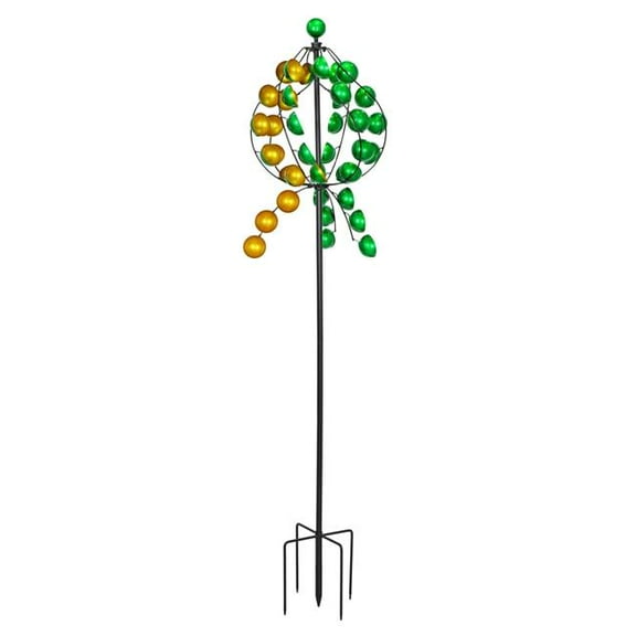 Continental Art Center 04275 Yellow and Green Loop Kinetic Metal Wind Spinner Garden Stake