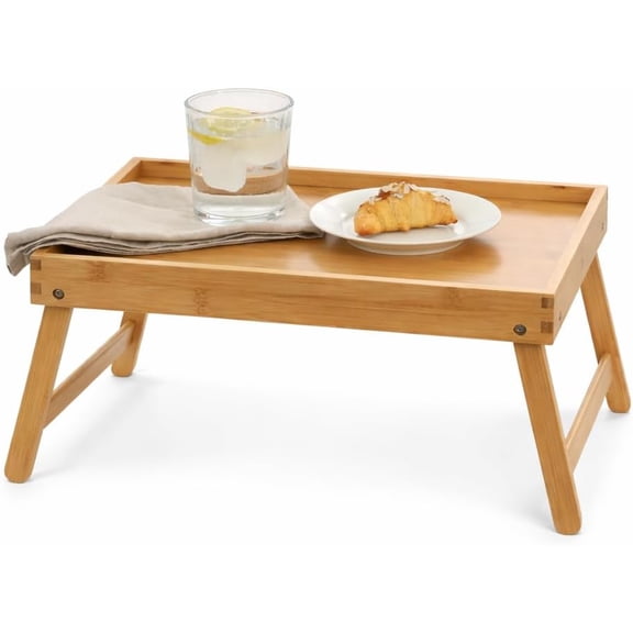 Continental Bamboo Bed Tray with Folding Legs, for Breakfast, Eating, Working, Laptop, Foldable Serving