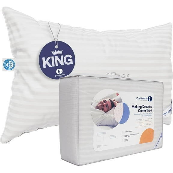 Continental Bedding 700-Soft Pillow, King (Pack of 1), White