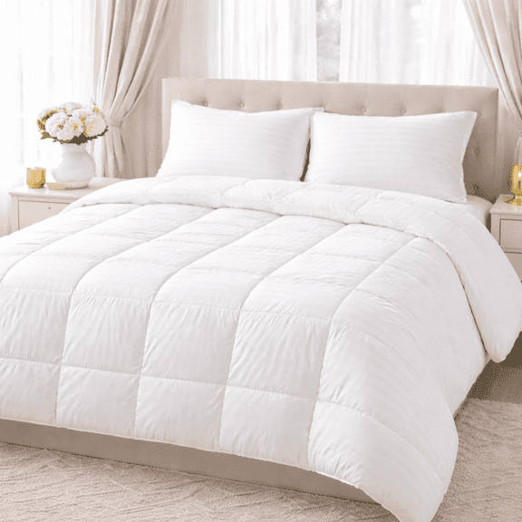 Continental Bedding “Affinity” All Season Down Alternative 100% Cotton Quilted Comforter Full Size Duvet Insert 76x86 Inch