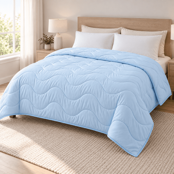 Continental Bedding Arctic Dreams Cooling Comforter, Lightweight Breathable Polyester and Nylon Shell, Arctic Blue, Twin