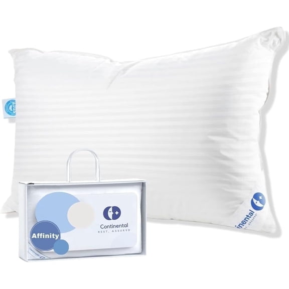 Continental Bedding Affinity Hotel Down Alternative Medium Soft Bed Pillow, Standard, Single Pack, White Damask