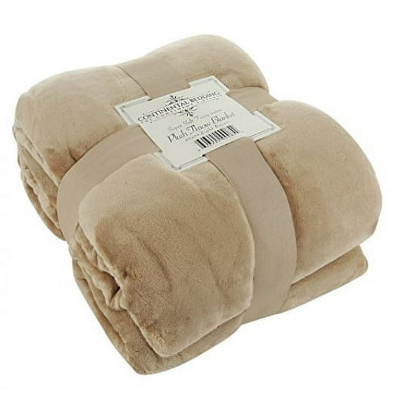 Light Brown Tan, 66x90 inch Velvety Soft Classic Solid Plush Fleece Throw Blanket