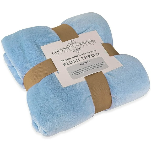 Light Baby Blue, 50x70 inch Velvety Soft Classic Solid Plush Fleece Throw Blanket