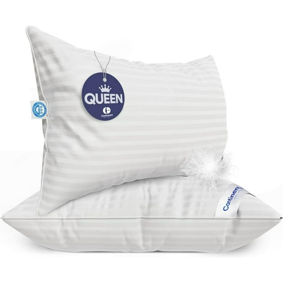 Continental Bedding Hungarian Goose Down Pillows Set Queen Size 100% Down Pillow, 2 Pack