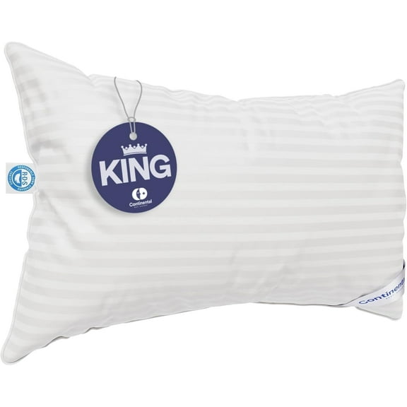 Continental Bedding Hungarian White Goose Down Medium Hotel Bed Pillow 100% Cotton Shell with 700 Fill Power -Medium, King Size, Pack of 1, 20x36 Inch