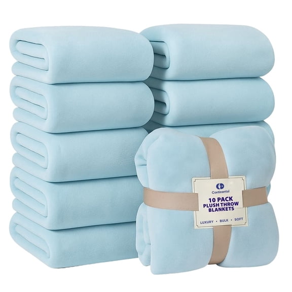 Continental Bedding Soft Lightweight Plush Microfleece Blanket for Couch, Sofa & Bed, Cozy Warm All-Season Throw, Lavender, 50x70, 10-Pack