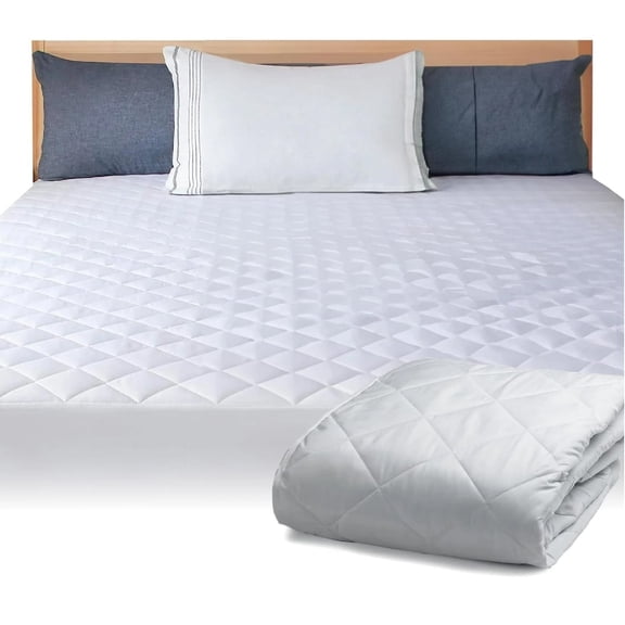 Waterproof Quilted Cotton Mattress Pad – Deep Pocket 18", Breathable, Hypoallergenic Mattress Protector Topper