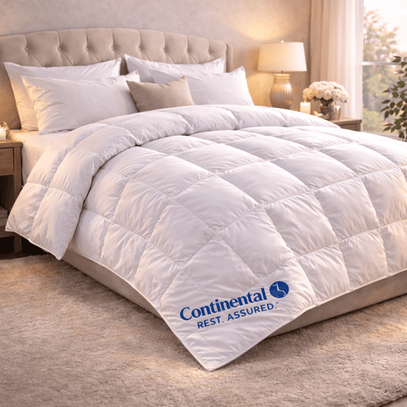 Continental Bedding Serenity 700 Fill Power Hungarian White Goose Down Comforter – Summer Weight – 100% Cotton 400 Thread Count Shell – Baffle Box Construction – Queen Size 86x86