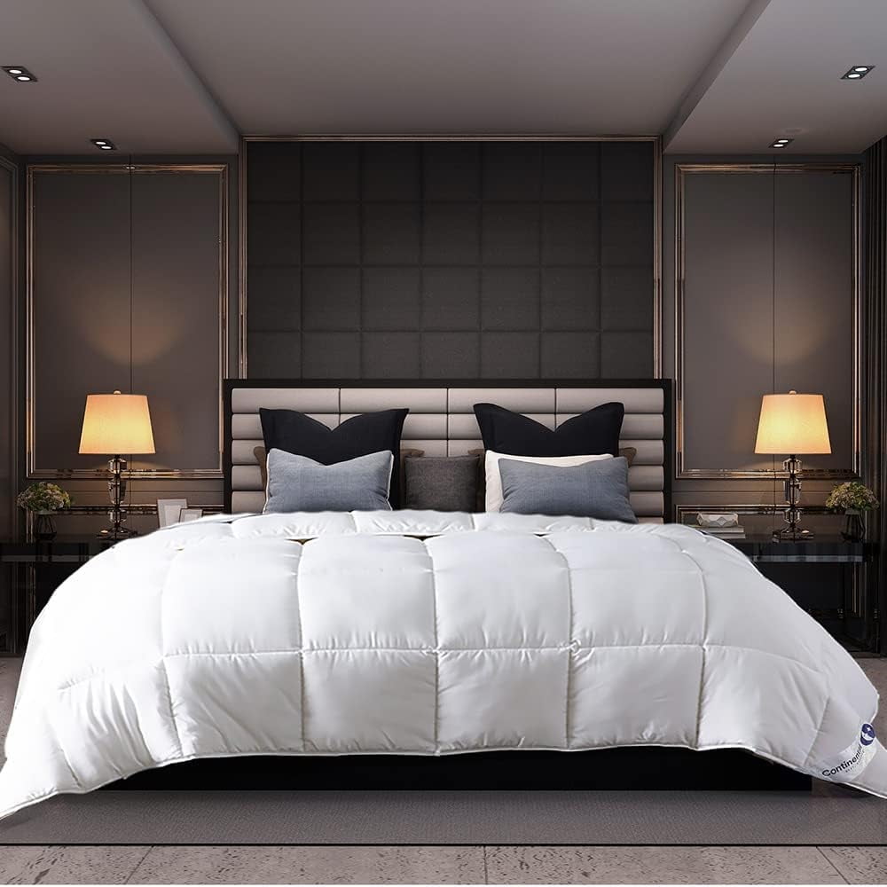 Twin White Cotton Down Summer Comforter with Sateen Weave