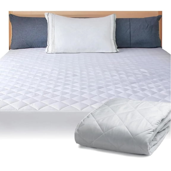 Waterproof Quilted Cotton Mattress Pad – Deep Pocket 18", Breathable, Hypoallergenic Mattress Protector Topper