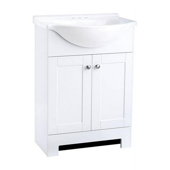 Continental Cabinets 4918827 Euro Single Vanity Combo, Bright White - 24 x 12.5 x 33.5 in.