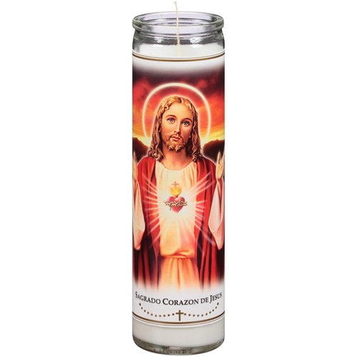 Continental Candle Rosary Series Sacred Heart of Jesus Candle, White, 8