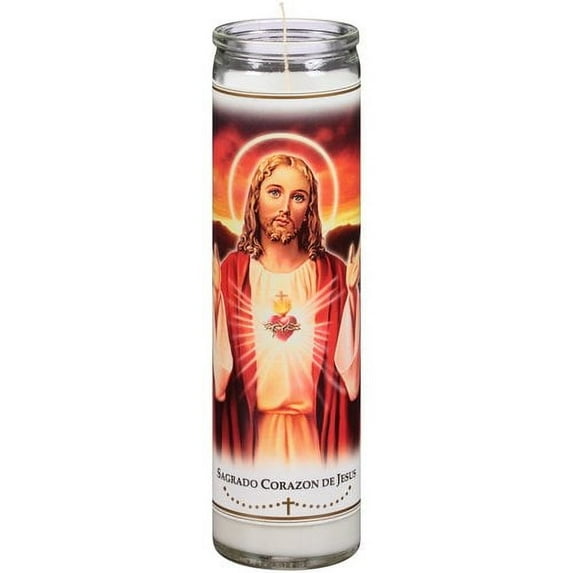 Continental Candle Rosary Series Sacred Heart of Jesus Candle, White, 8"