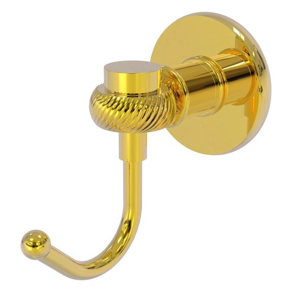 Continental Collection Robe Hook with Twist Accents in Polished Brass