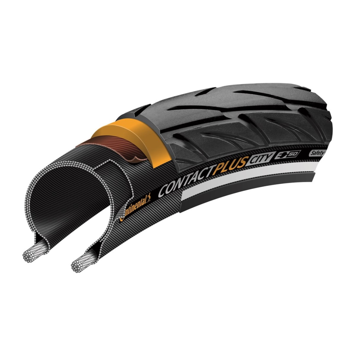 Continental Contact Plus City Tire 26x2.2" Black/Reflex Wire Hybrid MTB E-Bike