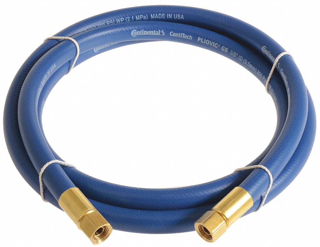 Continental ContiTech BLUE Pliovic Air Hose - 3/8" X 25', 300 PSI, With Brass Fittings