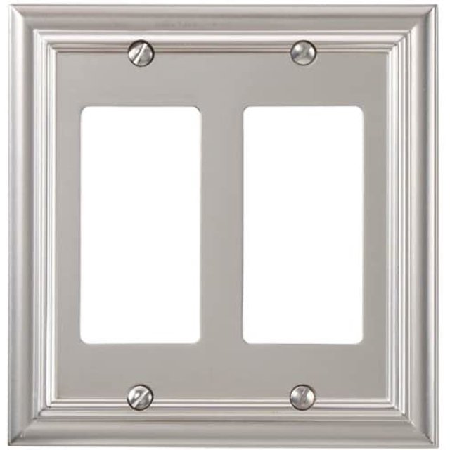 Continental Double Rocker Cast Metal Wallplate Satin Nickel Finish