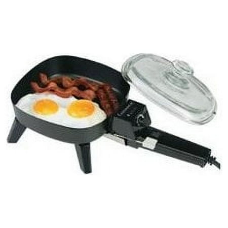 Continental Electric 6'' Mini Skillet with Tempered Glass Lid, Temperature Control Black Finish, 250 watts