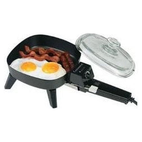 Continental Electric 6'' Mini Skillet with Tempered Glass Lid, Temperature Control Black Finish, 250 watts