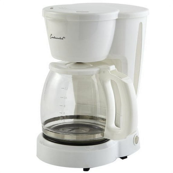 Continental Electric New Coffee Maker 12-Cup Glass Carafe White