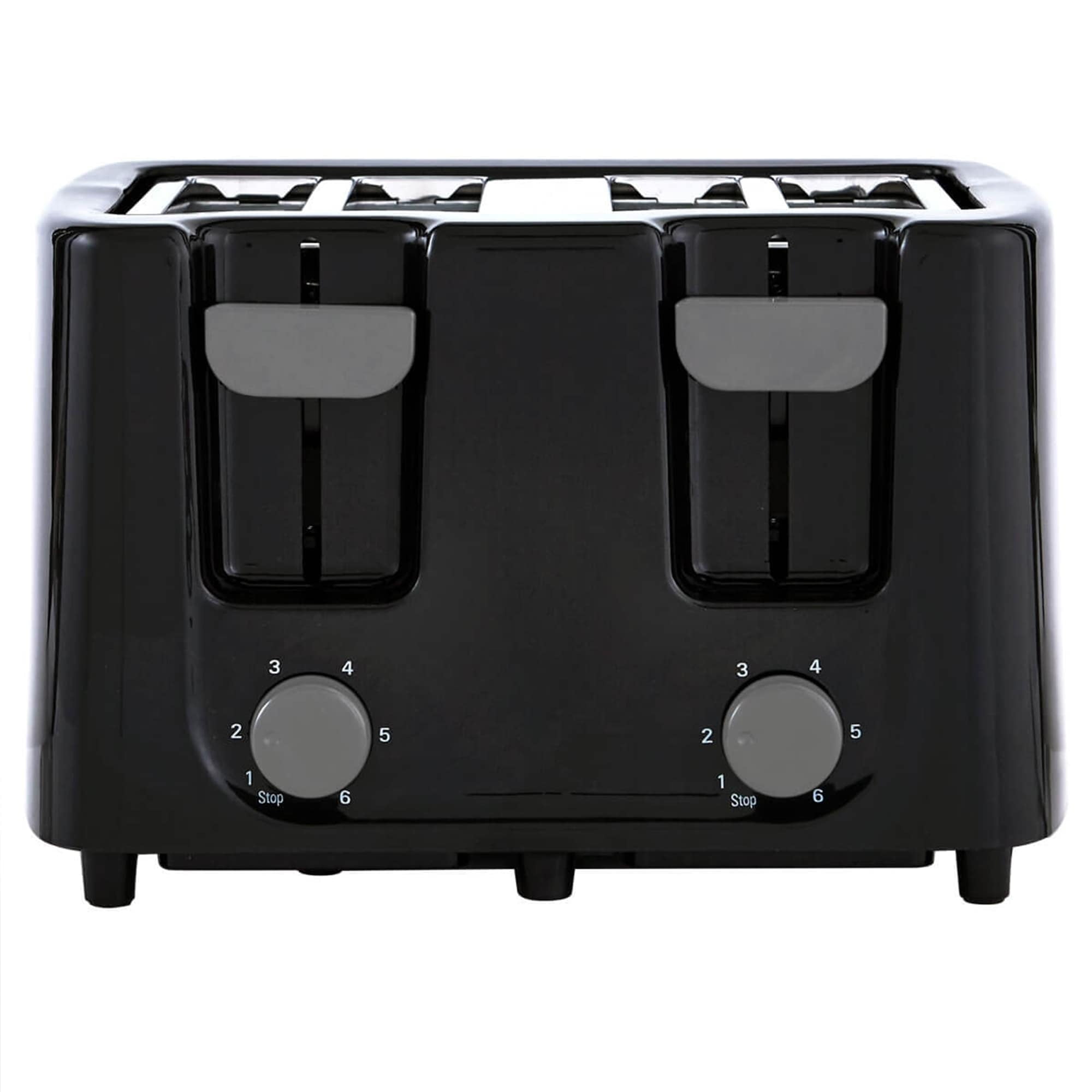 Black Stainless Steel 4-Slice Digital Toaster with Wide Slots