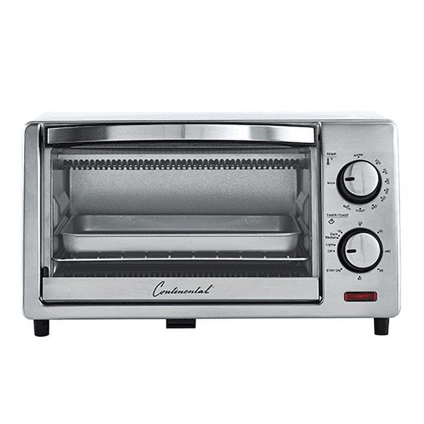 Continental Electric 4 Slice Stainless Steel Toaster Oven